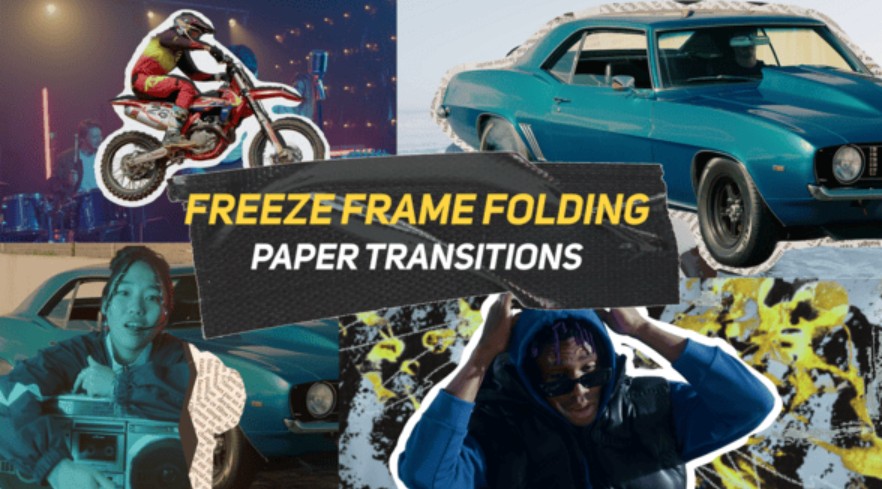 Videohive 55748318 Freeze Frame Folding Paper Transitions || MOGRT