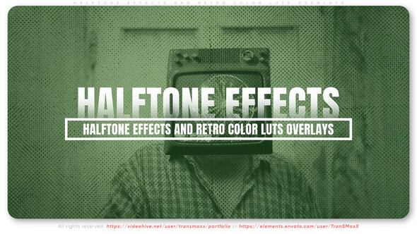 Videohive 55814935 Halftone Effects and Retro Color LUTs Overlays