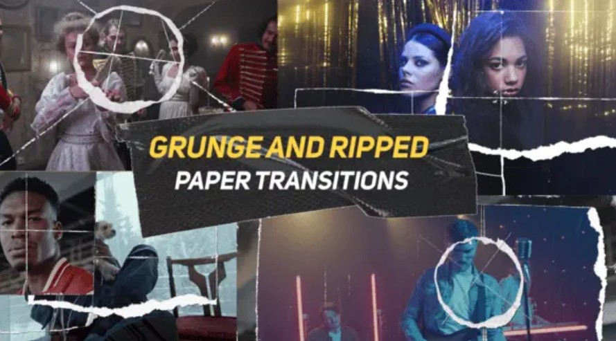 Videohive 56007006 Grunge And Ripped Paper Transitions