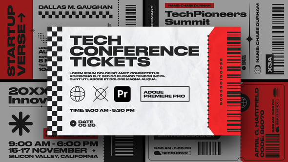 Videohive 56099097 Animated Tech Conference Tickets