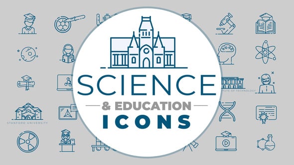 Videohive 41812444 Science & Education Icons – Download 140 Customizable Icons