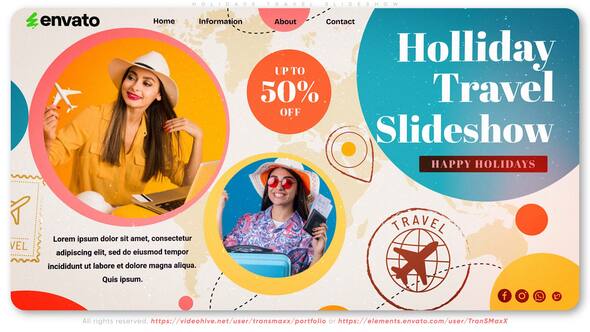 Videohive 56317545 Holidays Travel Slideshow