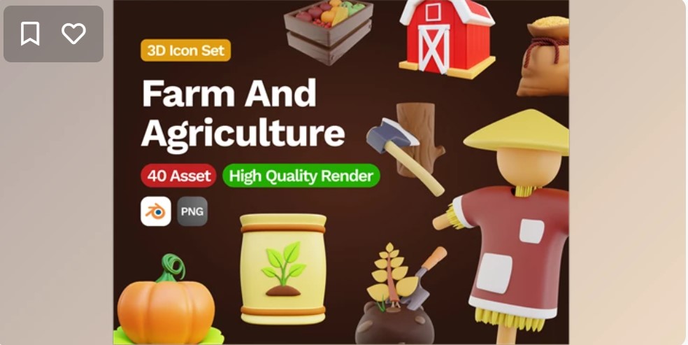 3D Farm and Agriculture Icon Set from GFXHive