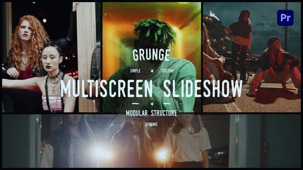 Videohive 47198445 Grunge Grid Multiscreen Slideshow for Premiere Pro