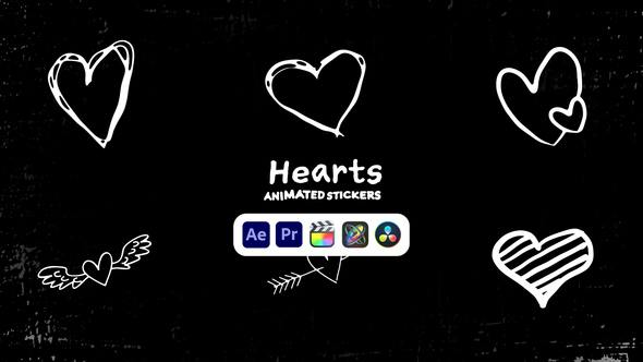 Videohive 50571444 Hearts Animated Stickers