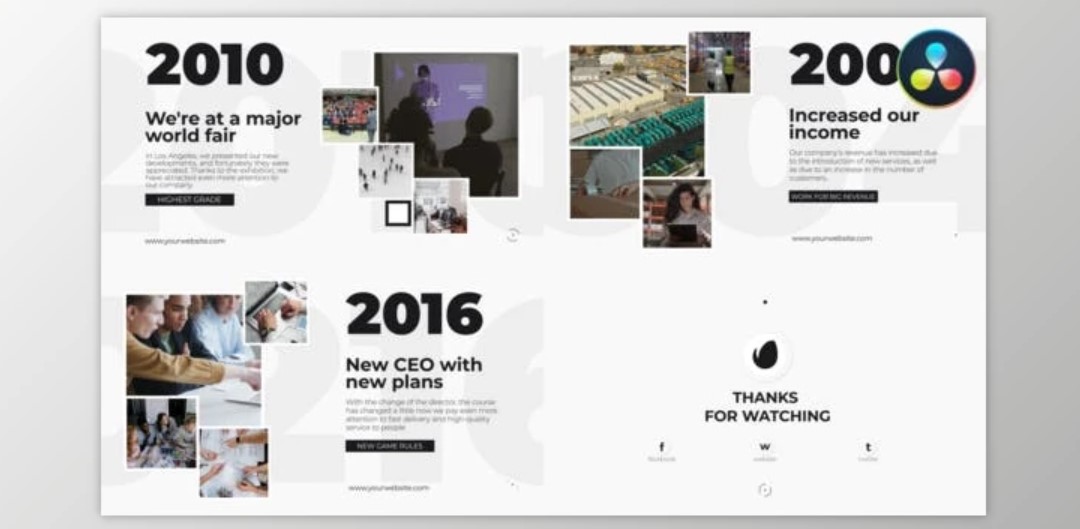 Clean Corporate Timeline Presentation for DaVinci Resolve