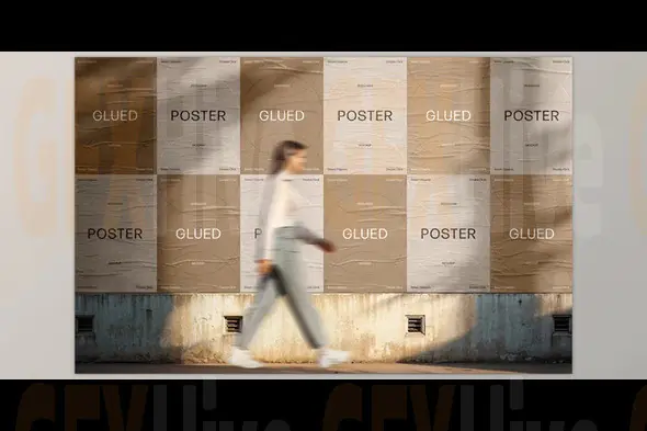 Outdoor Glued Posters Mockup (Creative Market 291531793)