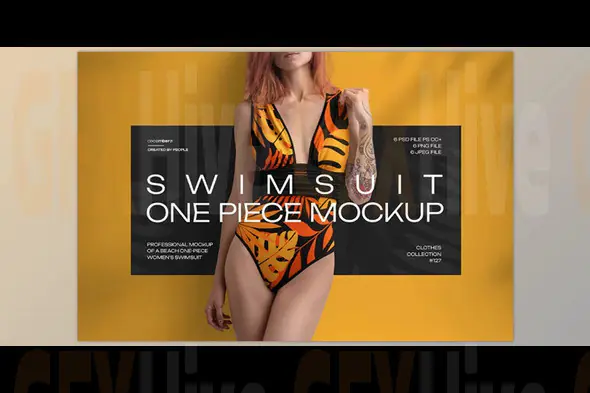 Mockup of a One Piece Women Swimsuit (Creative Market 291253888)