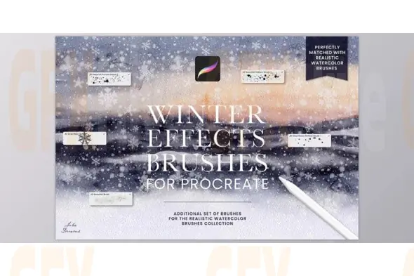 Winter Effects Snowfall Snow Procreate Brushes (Creative Market 290905755)