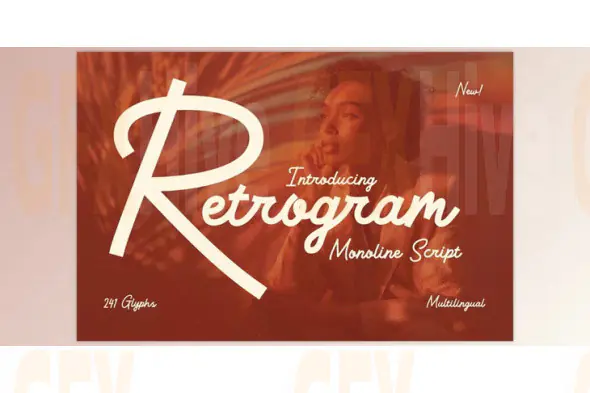 Retrogram - Vintage Monoline Script (Creative Market 291554969)