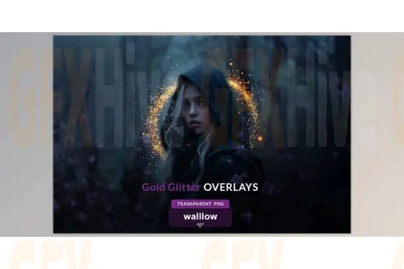 Gold glitter and sparkle transparent PNG overlays (Creative Market 289660942)