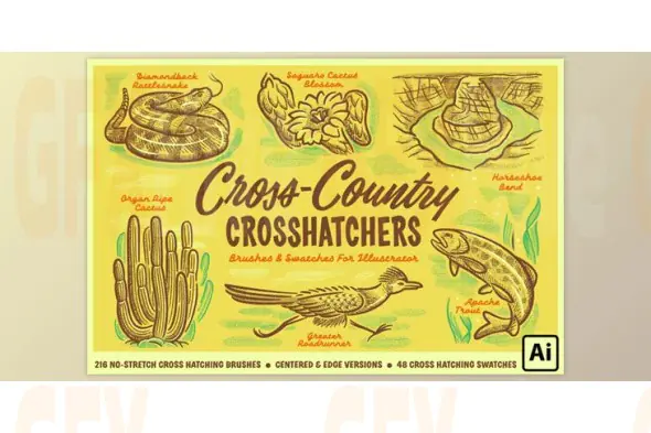 Retro Supply - Cross-Country Crosshatchers for Adobe Illustrator