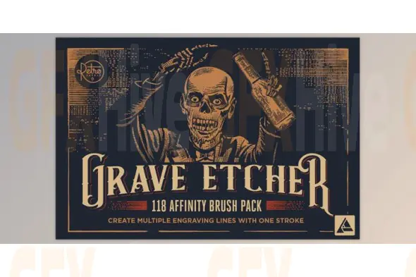 RetroSupply - Grave Etcher Engraving Brushes for Affinity Designer