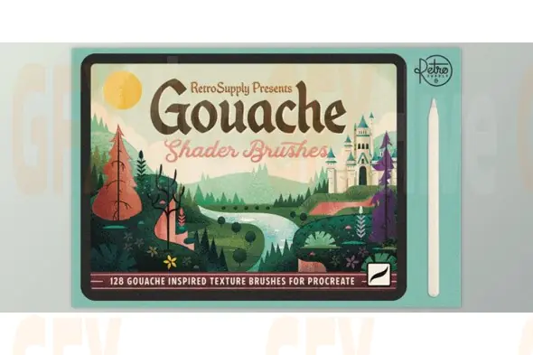 RetroSupply - Gouache Shader Brushes for Procreate