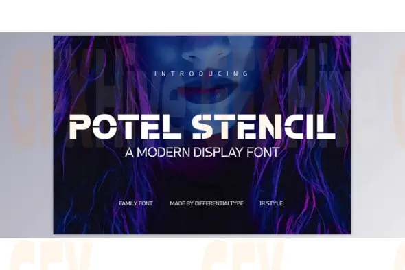 Potel Stencil Font (Creative Market 291620756)