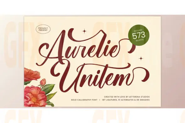 Aurelie Unitem Bold Calligraphy Font (Creative Market 291557402)