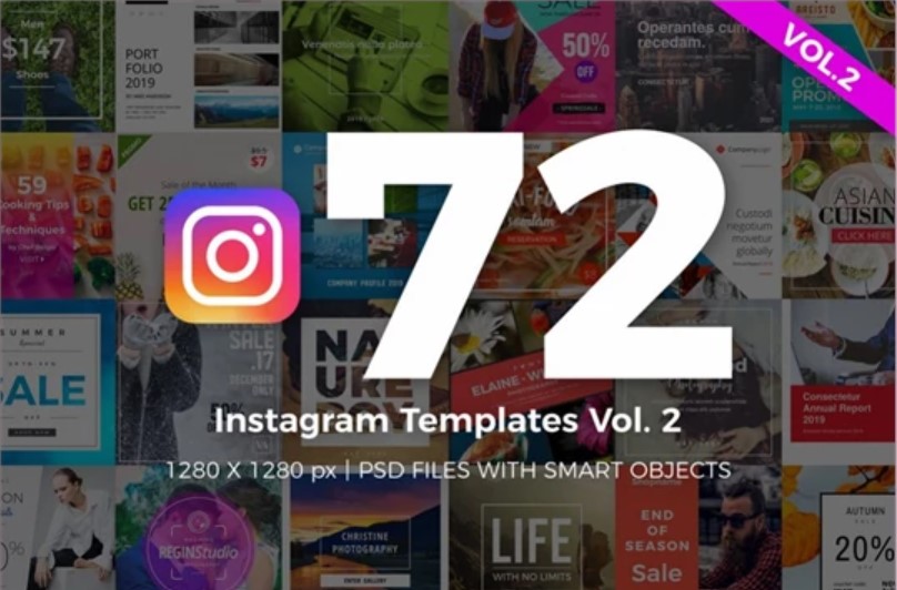 72 Instagram Templates Vol. 2 | Download on GFXVault