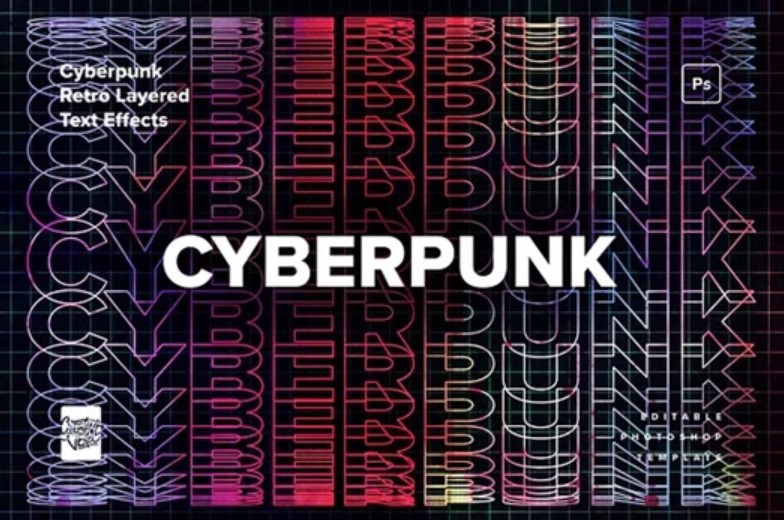 Cyberpunk Retro Layered Text Effects